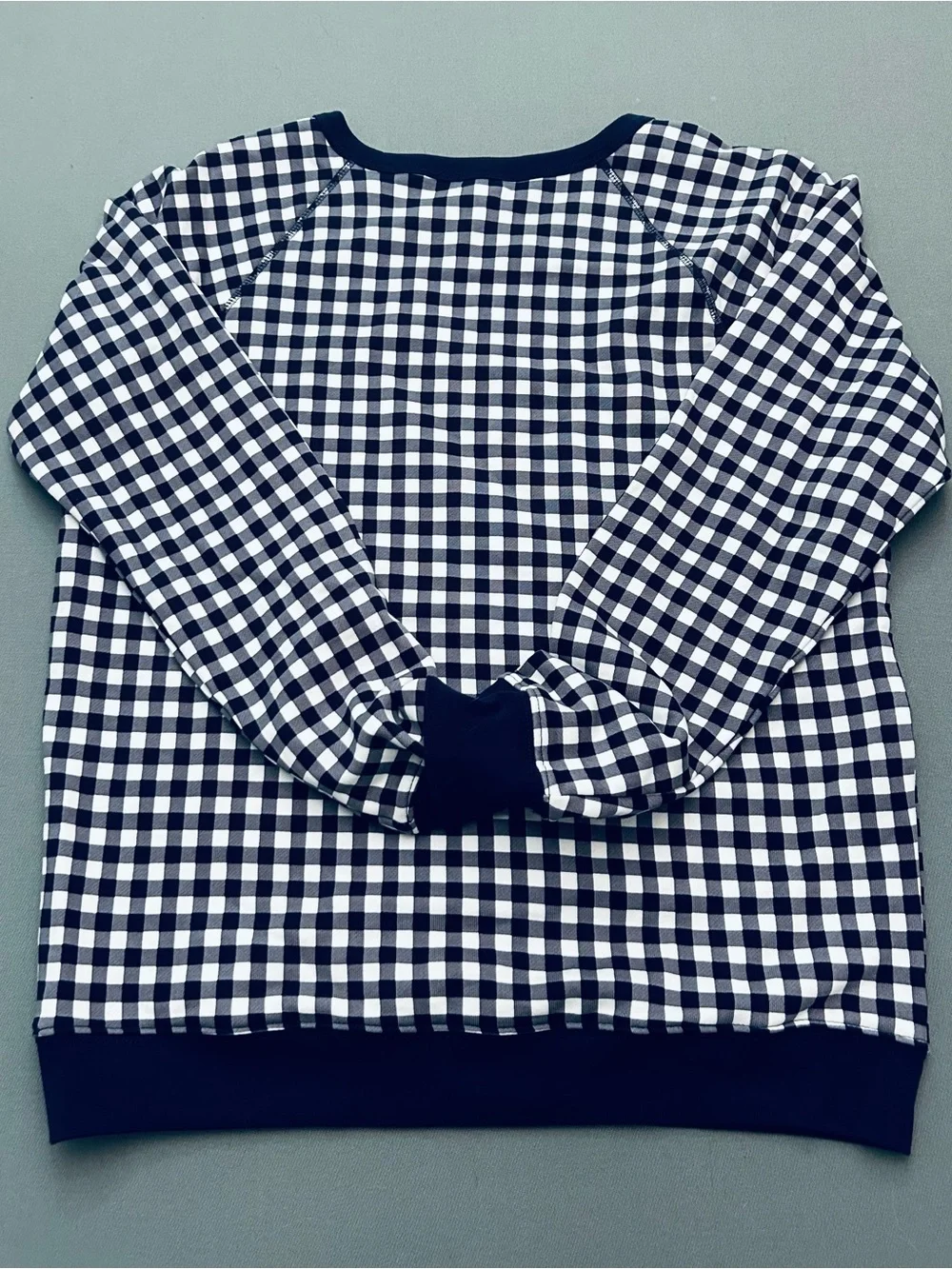 Draper James Preppy Women's Navy and White Classic Gingham Crewneck Sweater - Picture 7 of 7